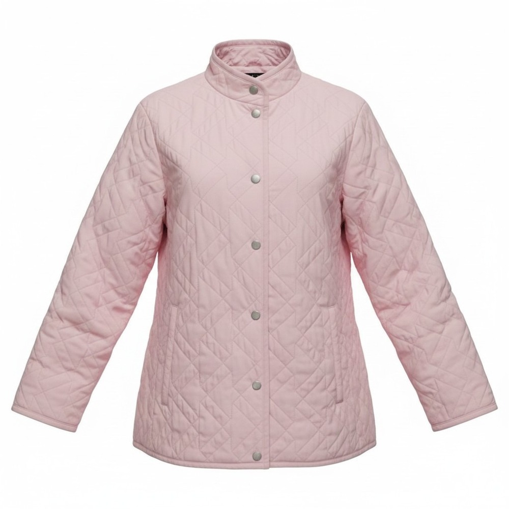 Click Women's Quilted Jacket Pink Snap Front Lightweight‎ Coat Size Medium M